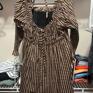 Free People Long Sleeve Dress with Cream Circles